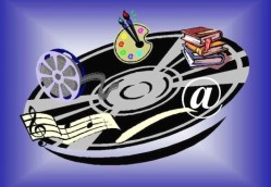 Imagem com exemplos de tipos de obras protegidas pelos Direitos Autorais